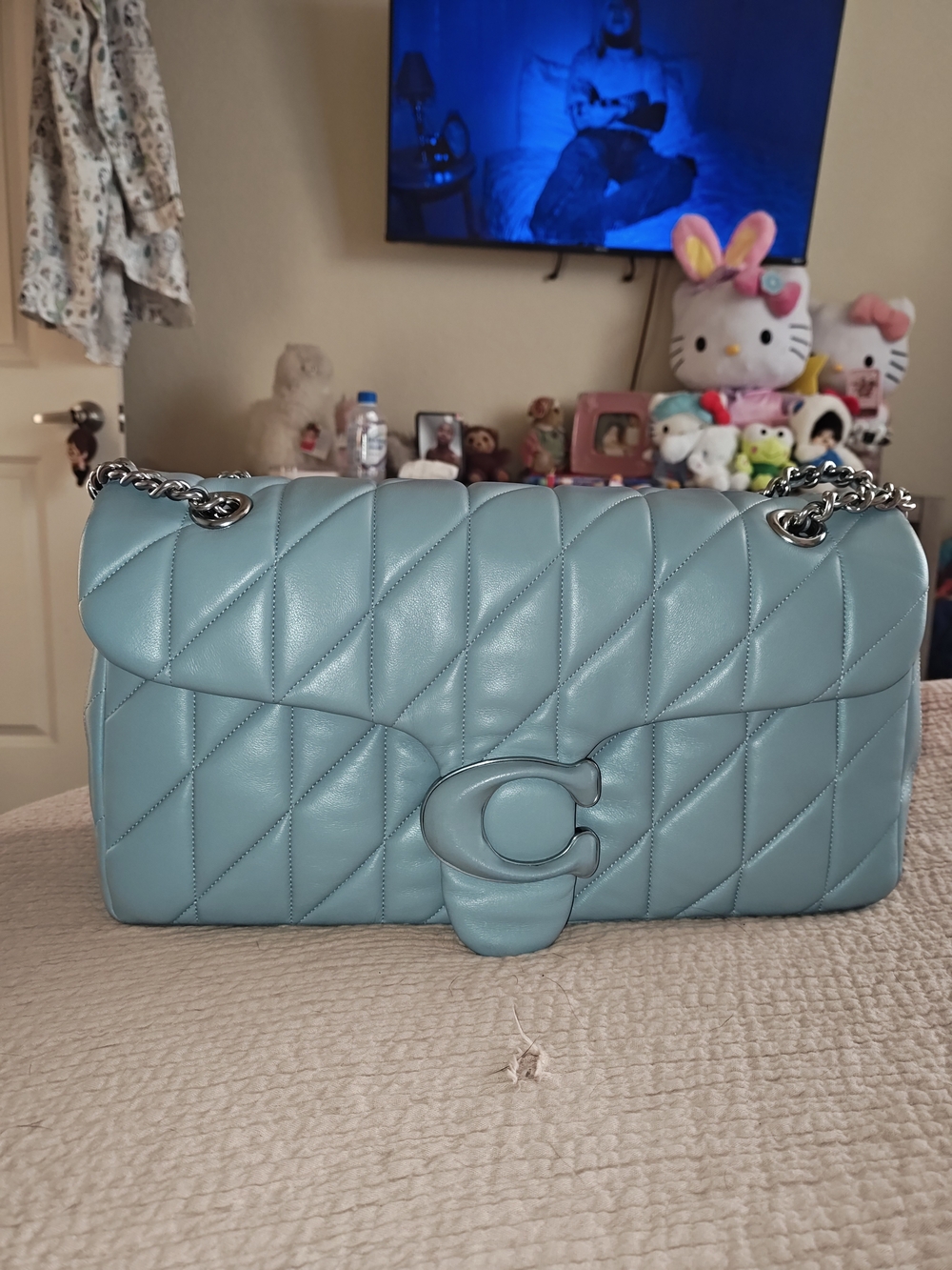 Coach Quilted Leather Shoulder Bag in Light Blue